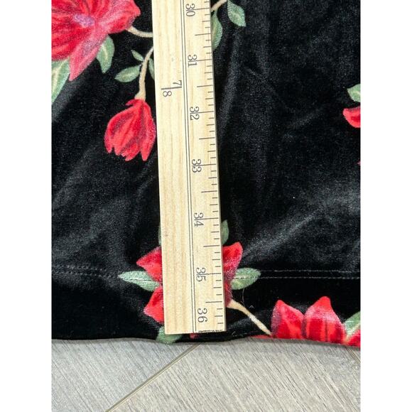 Draper James Women's Floral Velvet Shift Dress in Poinsettia Red Black Size XL - Picture 12 of 13